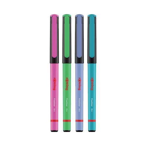 Tűfilc készlet, 0,4 mm, ROTRING "Liner", 4 különböző szín