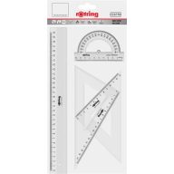 Vonalzó készlet, műanyag, ROTRING, víztiszta