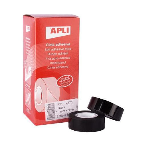 Ragasztószalag, 19 mm x 33 m, APLI, fekete