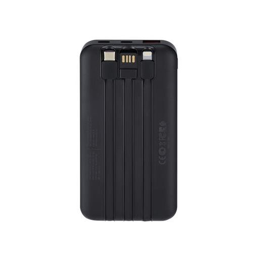 Hordozható akkumulátor, beépített kábellel, 10000mAh, RIVACASE "VA2211", fekete