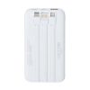Hordozható akkumulátor, beépített kábellel, 10000mAh, RIVACASE "VA2211", fehér