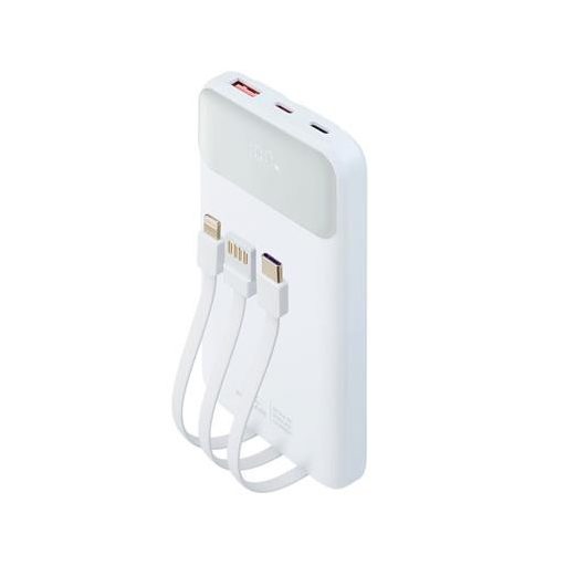Hordozható akkumulátor, beépített kábellel, 10000mAh, RIVACASE "VA2211", fehér