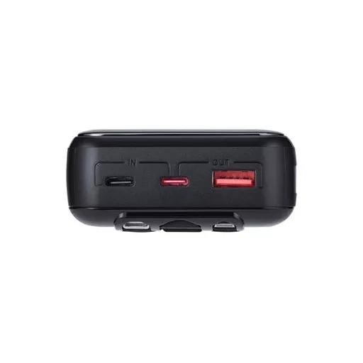 Hordozható akkumulátor, beépített kábellel, 20000mAh, RIVACASE "VA2221", fekete