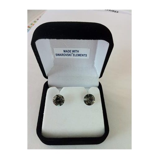 Fülbevaló, Black Diamond SWAROVSKI® kristállyal, 8mm, ART CRYSTELLA®