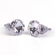   Fülbevaló, fehér SWAROVSKI® kristállyal, csúcsos, 8mm, ART CRYSTELLA®