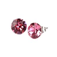  Fülbevaló, rózsaszín SWAROVSKI® kristállyal, 8 mm, ART CRYSTELLA®