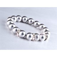   Karkötő, ezüst színű SWAROVSKI® gyöngyből, fehér kristállyal, 10mm, ART CRYSTELLA® M