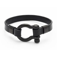   Karkötő, fekete bőr, sekli zárral, 22 cm, ART CRYSTELLA®