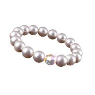   Karkötő, gyöngyházfehér SWAROVSKI® gyöngyből, színjátszós fehér kristállyal, 10 mm, ART CRYSTELLA® M