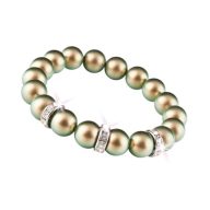   Karkötő, zöld SWAROVSKI® gyöngyből, fehér rondella kristállyal, 10mm, ART CRYSTELLA® M