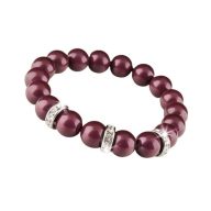   Karkötő, burgundi vörös SWAROVSKI® gyöngyből, fehér rondella kristállyal, 10mm, ART CRYSTELLA® M