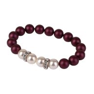   Karkötő, ametiszt lila-fehér SWAROVSKI® gyöngyből, fehér rondella kristállyal, 10mm, ART CRYSTELLA® M