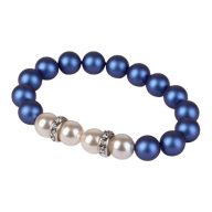   Karkötő, sötétkék-fehér SWAROVSKI® gyöngyből, fehér rondella kristállyal, 10mm, ART CRYSTELLA® M