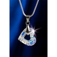   Nyaklánc, szív formájú, fehér színjátszós SWAROVSKI® kristállyal, 17 mm, ART CRYSTELLA®
