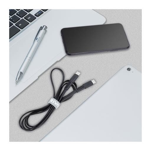 USB kábel, USB-C - USB-C, 1,2 m, RIVACASE "PS6005", fekete