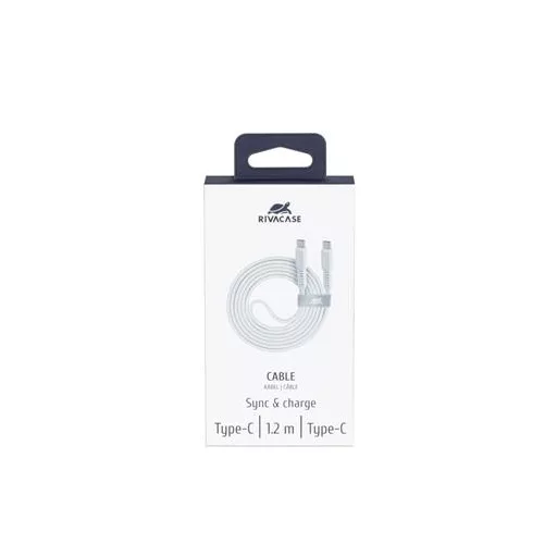 USB kábel, USB-C - USB-C, 1,2 m, RIVACASE "PS6005", fehér
