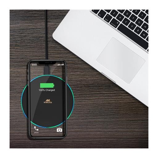 Vezeték nélküli töltő, Qi szabvány, 15W, RIVACASE "VA4908", fekete