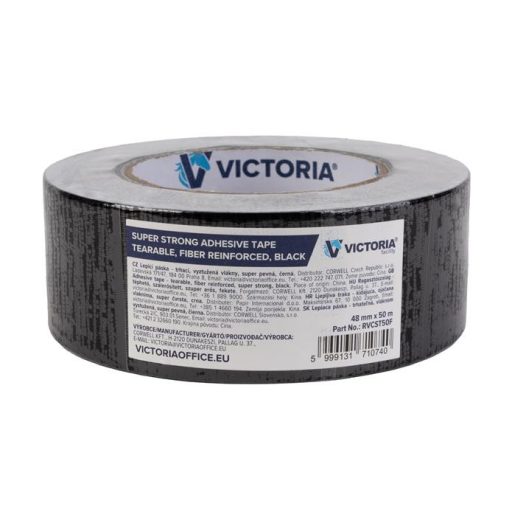 Ragasztószalag, 48mm x 50m,  szálerősített, szupererős, VICTORIA FACILITY, fekete