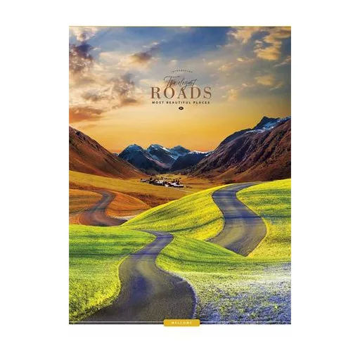 Füzet, tűzött, A4, kockás, 40 lap, SHKOLYARYK "The Elegant Roads", vegyes