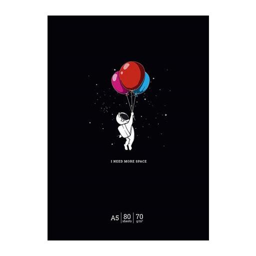 Füzet, tűzött, A5, vonalas, 48 lap, SHKOLYARYK "I need more space", vegyes