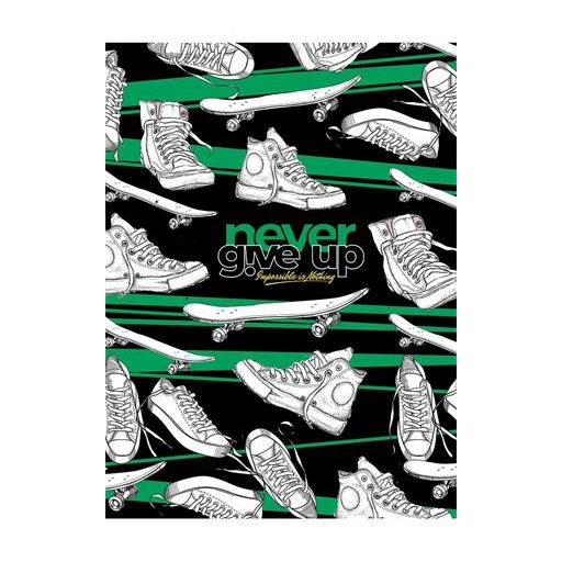 Füzet, tűzött, A5, vonalas, 80 lap, SHKOLYARYK "Never give up", vegyes