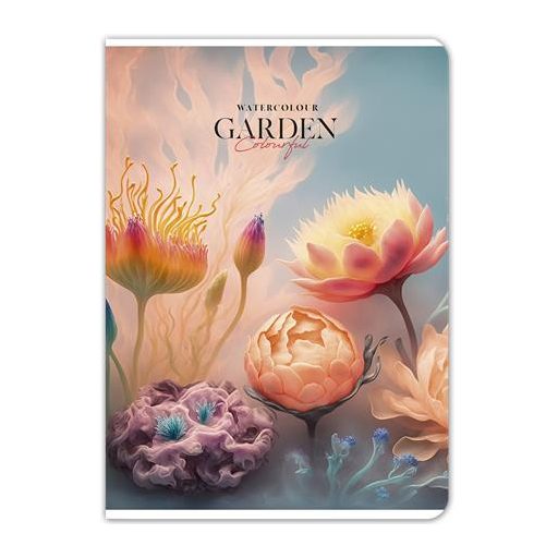Füzet, tűzött, A4, vonalas, 80 lap, SHKOLYARYK "Garden", vegyes