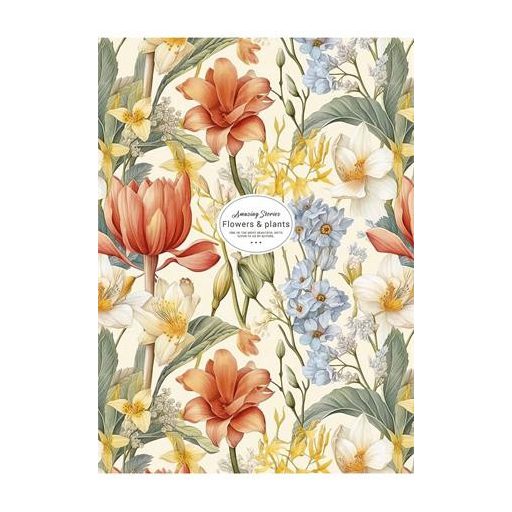 Füzet, tűzött, A4, vonalas, 80 lap, SHKOLYARYK "Flowers and plants", vegyes