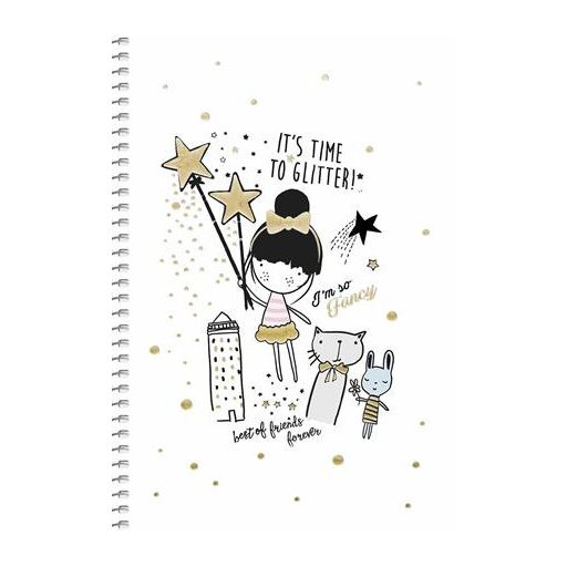 Spirálfüzet, A5, kockás, 80 lap, SHKOLYARYK, "Made with love", vegyes