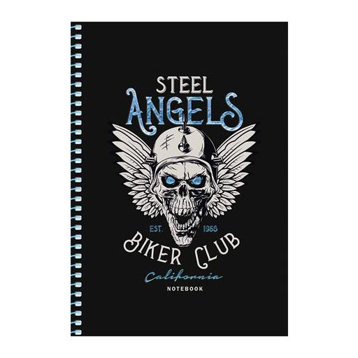 Spirálfüzet, A5, kockás, 80 lap, SHKOLYARYK " Skate board", vegyes