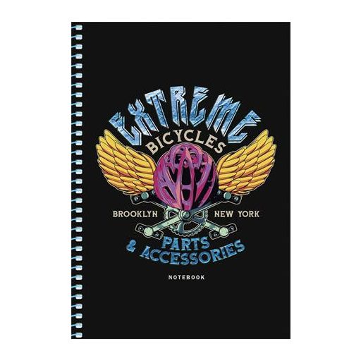 Spirálfüzet, A5, kockás, 80 lap, SHKOLYARYK " Skate board", vegyes