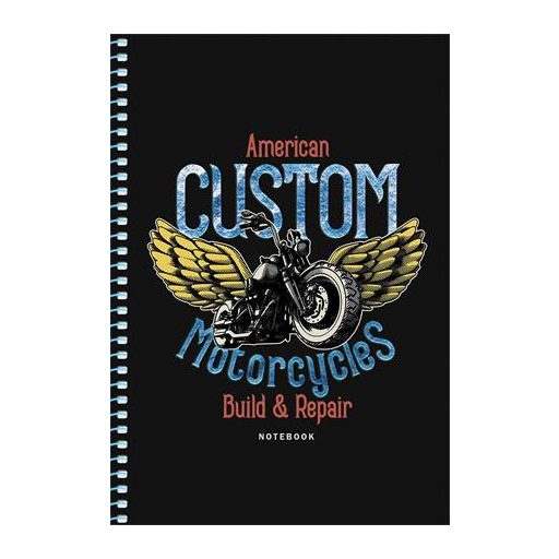 Spirálfüzet, A5, kockás, 80 lap, SHKOLYARYK " Skate board", vegyes