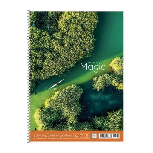 Spirálfüzet, A4+, kockás, 80 lap, SHKOLYARYK "Colourful magic", vegyes