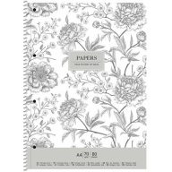   Spirálfüzet, A4+, kockás, 80 lap, SHKOLYARYK "Vintage flowers", vegyes