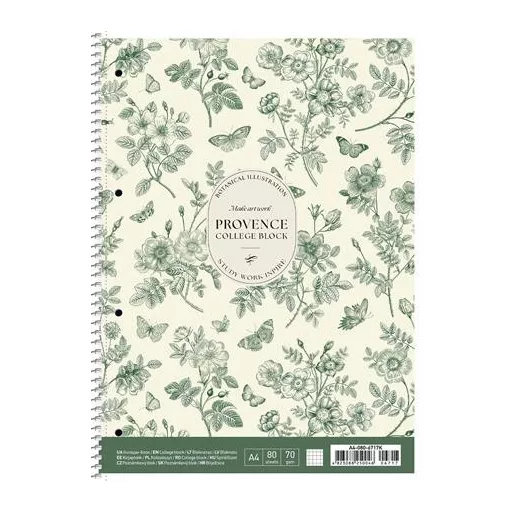 Spirálfüzet, A4+, kockás, 80 lap, SHKOLYARYK "Provence", vegyes