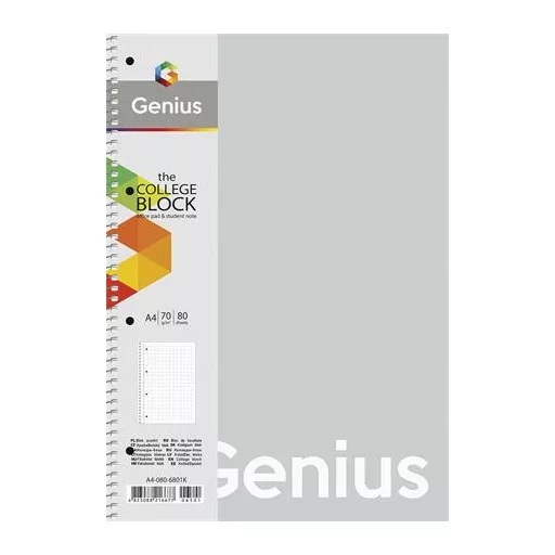 Spirálfüzet, A4, vonalas, 80 lap, PP borító, SHKOLYARYK "Genius Pastel", vegyes