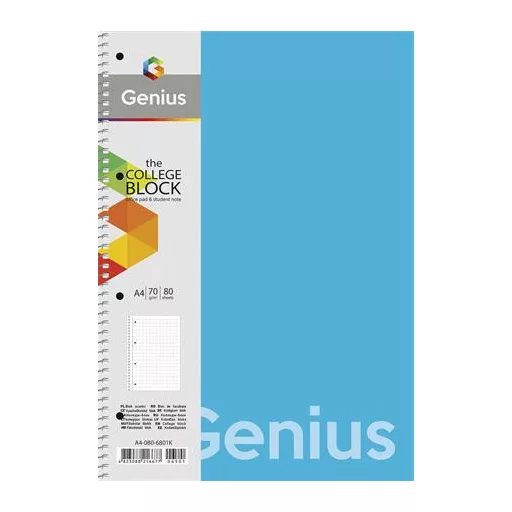 Spirálfüzet, A4, kockás, 80 lap, PP bortító, SHKOLYARYK "Genius", vegyes