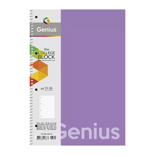 Spirálfüzet, A4, vonalas, 80 lap, PP borító, SHKOLYARYK "Genius", vegyes