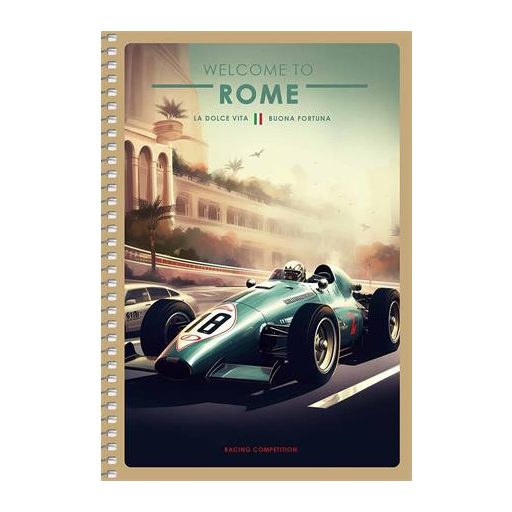 Spirálfüzet, A5, kockás, 96 lap, SHKOLYARYK "Racing Competition", vegyes