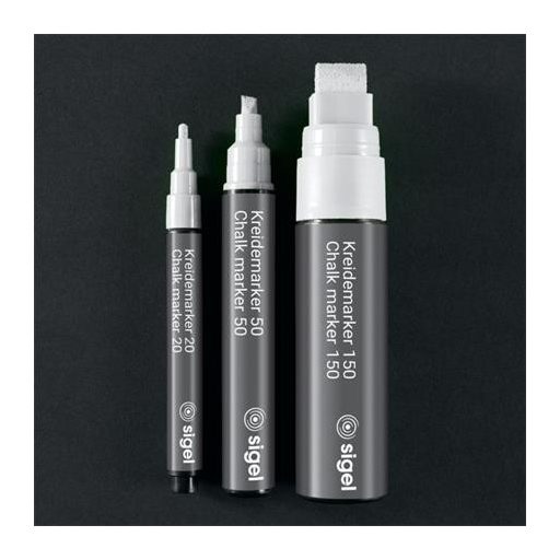 Folyékony krétamarker, kúpos hegy, 1-2 mm SIGEL, fehér