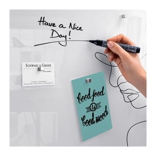 Mágneses üvegtábla, 48x48x1,5 cm, SIGEL "Artverum® ", vonalrajzos