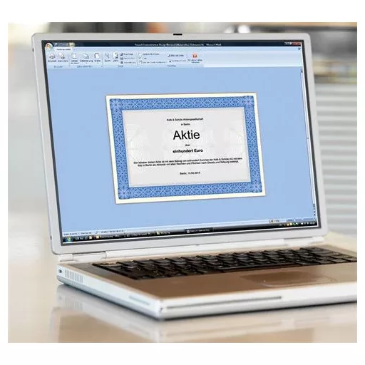 Előnyomott papír, A4, 185 g, SIGEL "Oklevél", kék