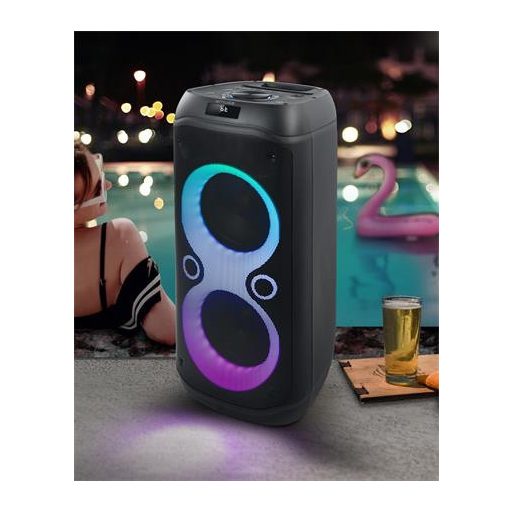 Hangszóró, Bluetooth, mikrofonnal, LED fényekkel, 600W, MUSE "M-1937DJ", fekete