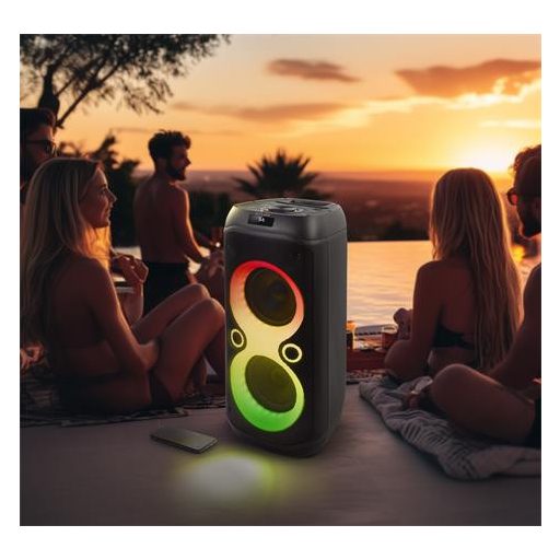 Hangszóró, Bluetooth, mikrofonnal, LED fényekkel, 600W, MUSE "M-1937DJ", fekete