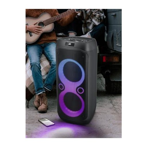 Hangszóró, Bluetooth, mikrofonnal, LED fényekkel, 600W, MUSE "M-1937DJ", fekete