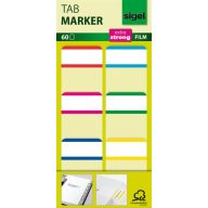   Jelölőcímke, megerősített, fehér szélű, 25x38 mm, 6x10 db, SIGEL, vegyes színek