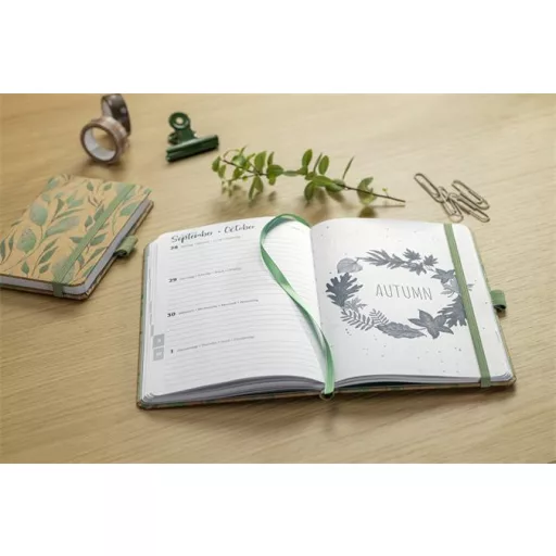 Naptár, A6, heti, 2027, kemény borító, SIGEL "Jolie", Green Floral Serenity