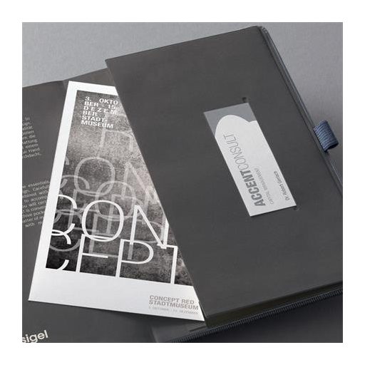 Jegyzetfüzet, exkluzív, A5, vonalas, 97 lap, keményfedeles, SIGEL "Conceptum", szürke metál