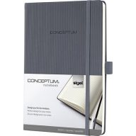   Jegyzetfüzet, exkluzív, A5, kockás, 97 lap, keményfedeles, SIGEL "Conceptum", sötétszürke