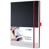   Jegyzetfüzet, exkluzív, A4, kockás, 97 lap, keményfedeles, SIGEL "Conceptum Red Edition", fekete-piros