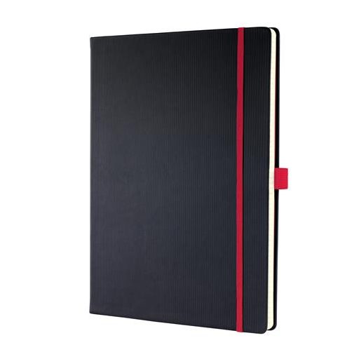Jegyzetfüzet, exkluzív, A4, kockás, 97 lap, keményfedeles, SIGEL "Conceptum Red Edition", fekete-piros